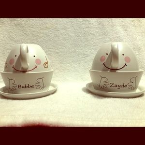 Coffee Cup & Cookie Set Ceramic Bubbe & Zayde